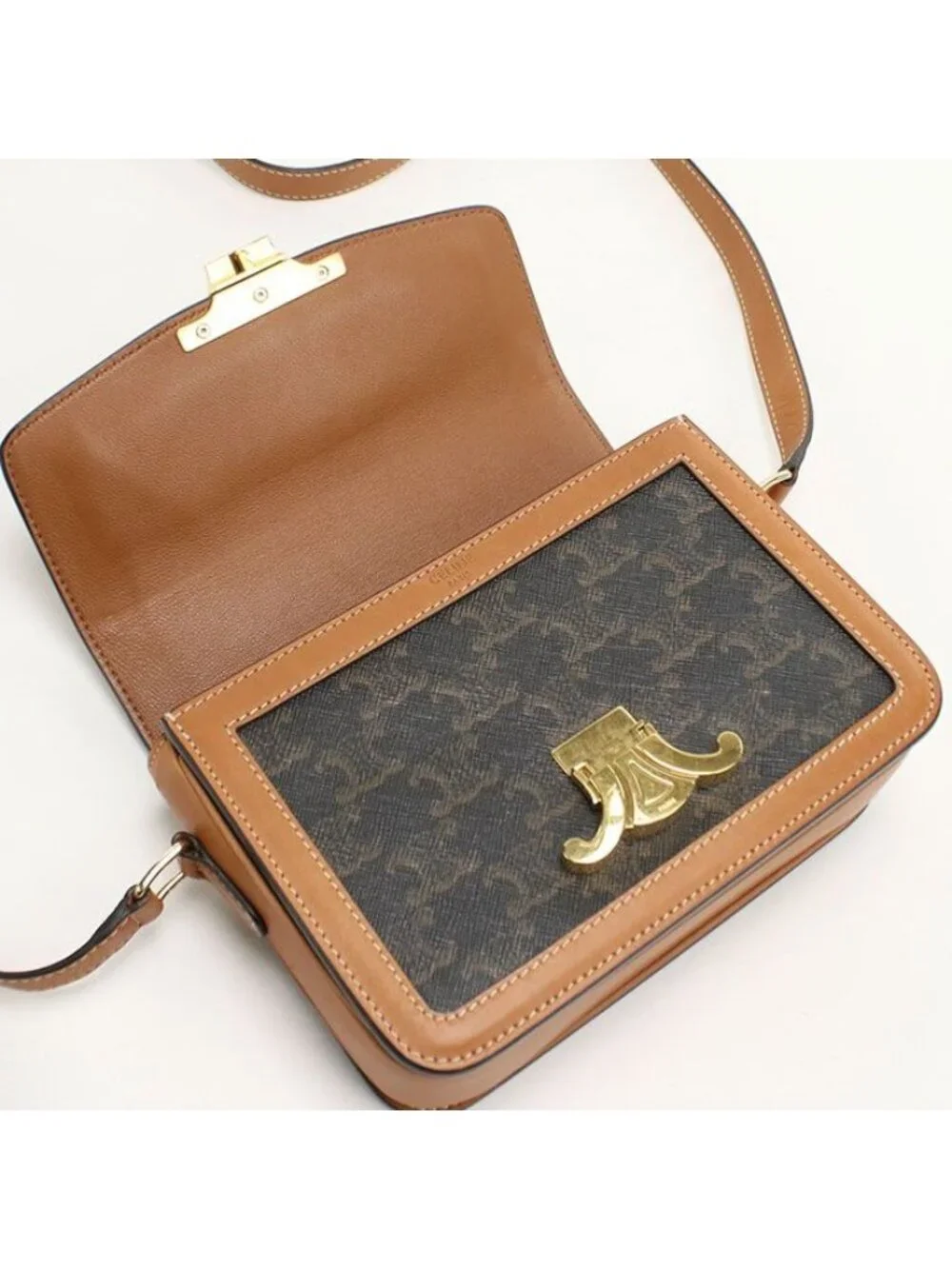 Celine Triomphe Canvas Crossbody Shoulder Bag Calf - Picture 8 of 9